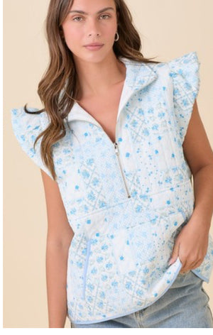 Light blue Half zip pullover