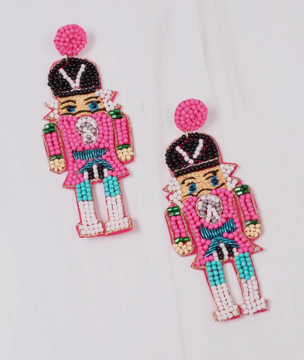 Sergeant Nutcracker earring hot pink