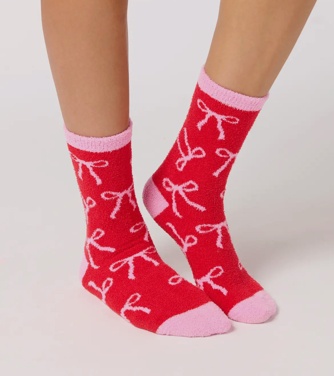 Red/ pink socks with bows