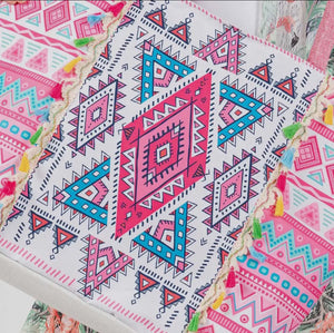 Aztec print fringe tassel tote