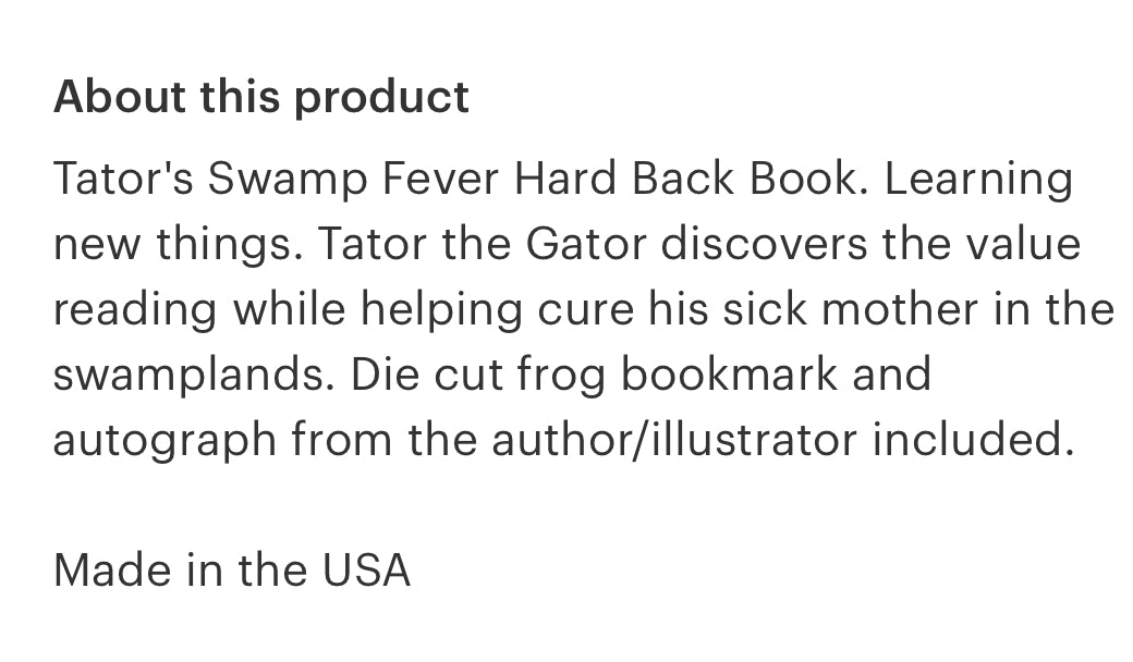 Tator’s Swamp Fever hard back book