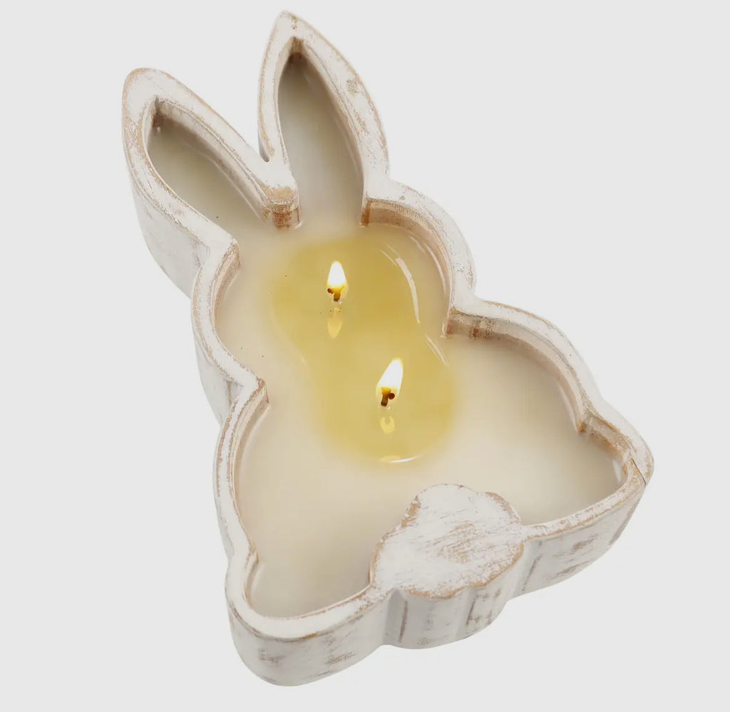 Hyacinth 2 wick wood rabbit bowl