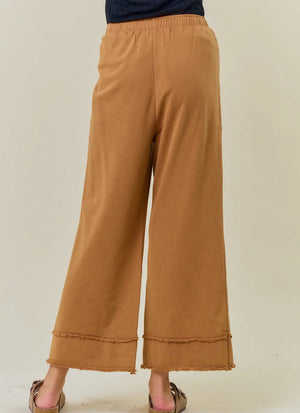 Camel Vintage washed French terry lightweight sweatpants-ankle length