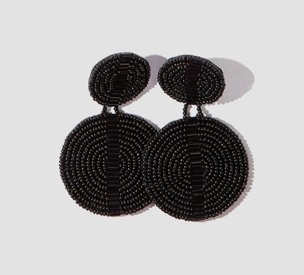 Black round beaded disc