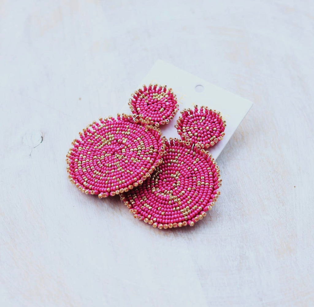 Hot pink disc earrings