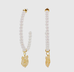 Tiger pearl hoop earrings