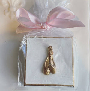 Hand brushed gold leaf ballerina slipper canvas