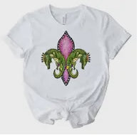 Mardi Gras Alligator Fleur de Lis tee