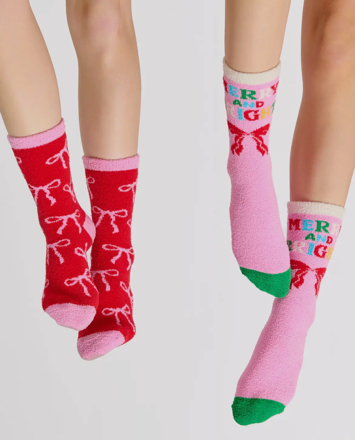 Red/ pink socks with bows