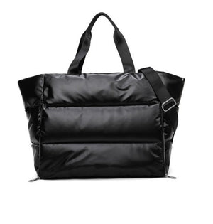 Puffy quilted waterproof travel sports duffle tote bag