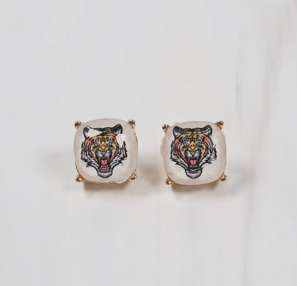 Tiger stud earrings
