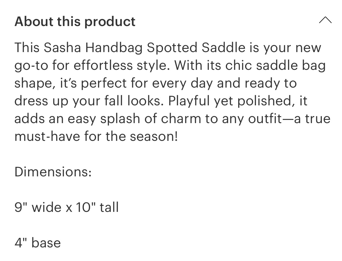 Saddle Sasha spotted handbag
