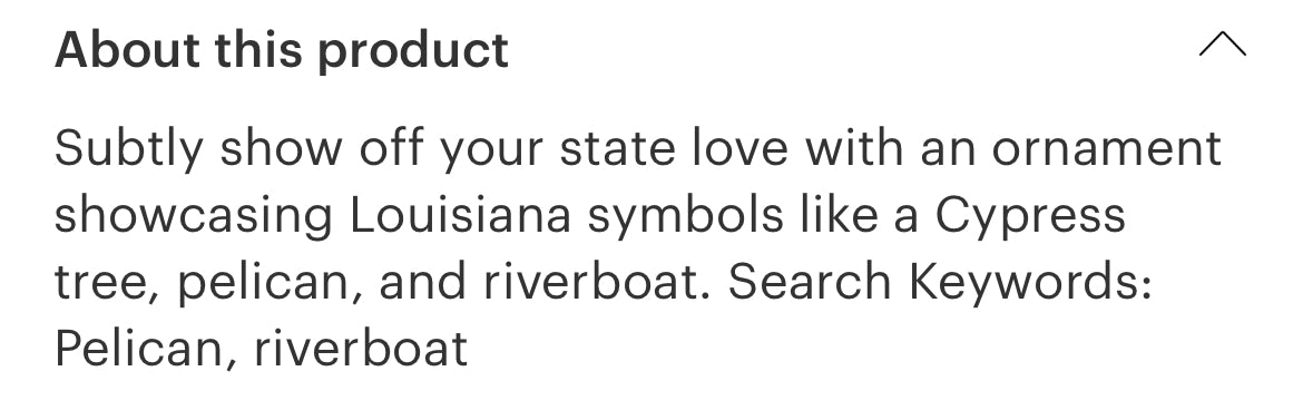 Louisiana Galvanized ornament- all the Louisiana symbols, pelican, riverboat, cypress, crab