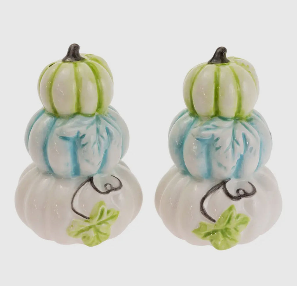 Chinoiserie pumpkins ceramic salt and pepper shakers