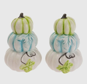 Chinoiserie pumpkins ceramic salt and pepper shakers