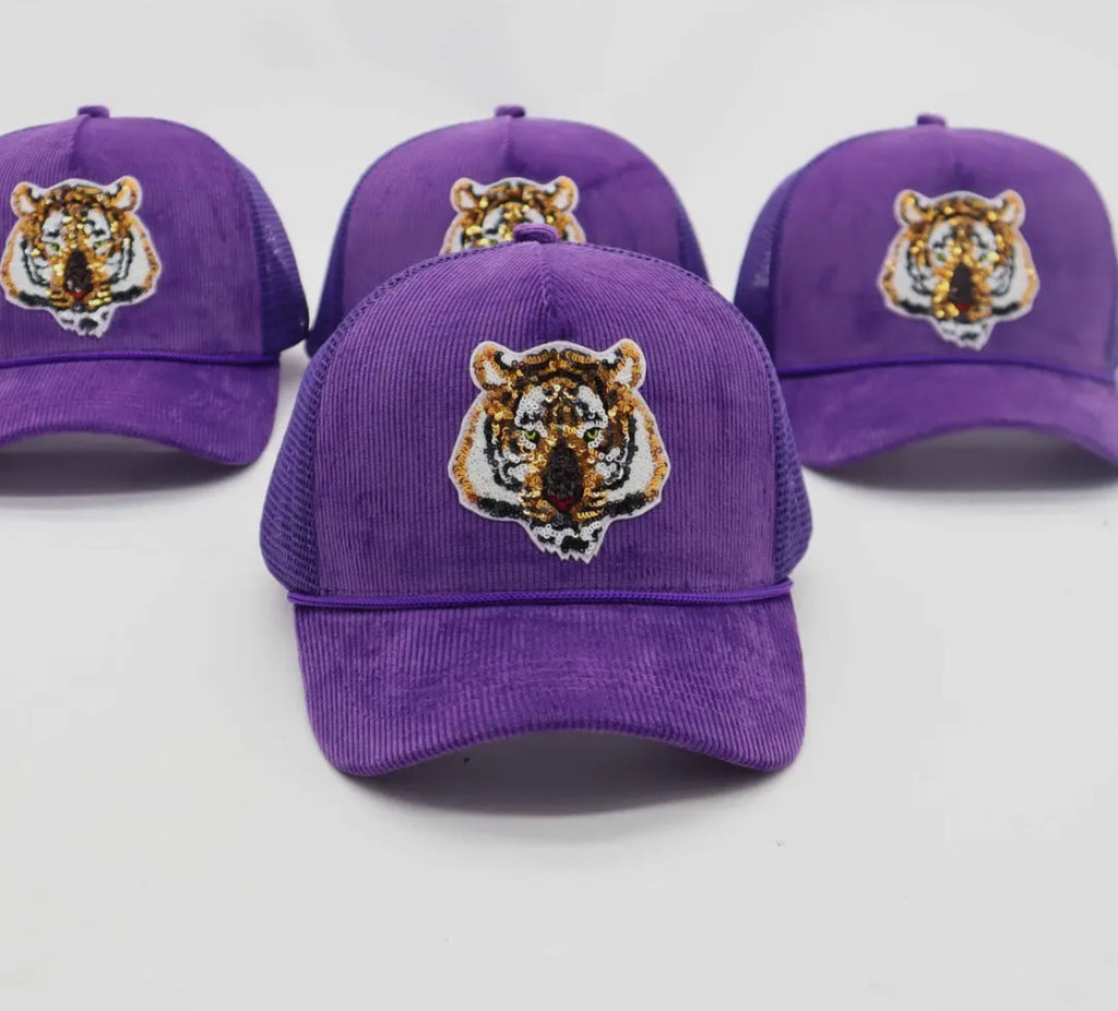 Purple corduroy Tiger cap