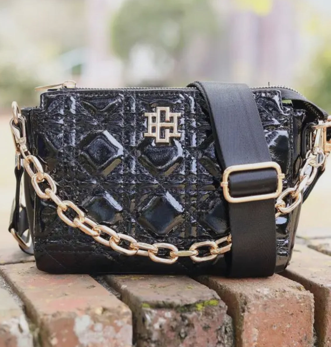 Black patent crossbody- Jace