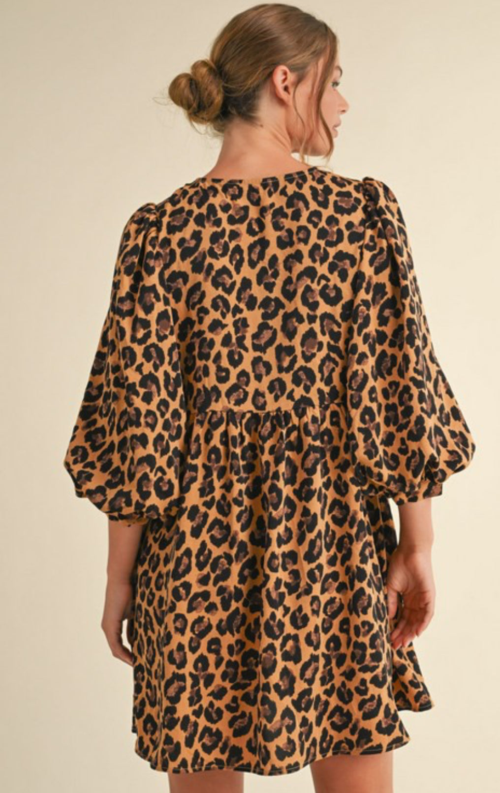 Leopard print tie string dress w/ pockets