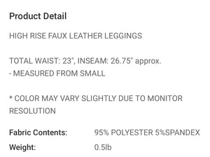 Faux leather leggings black or brown