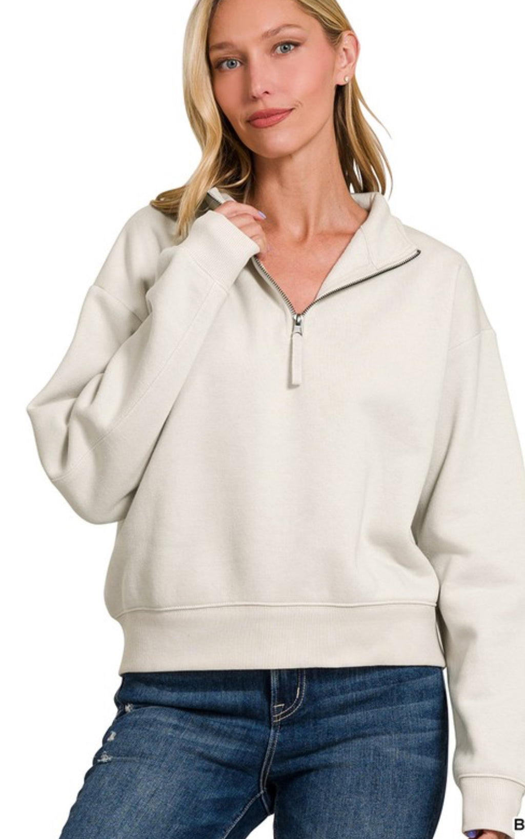 Bone Half zip fleece sweatshirt