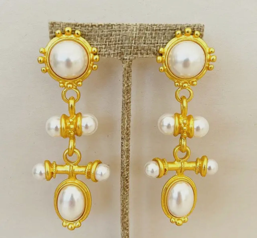 BC large pearl couture style earrings