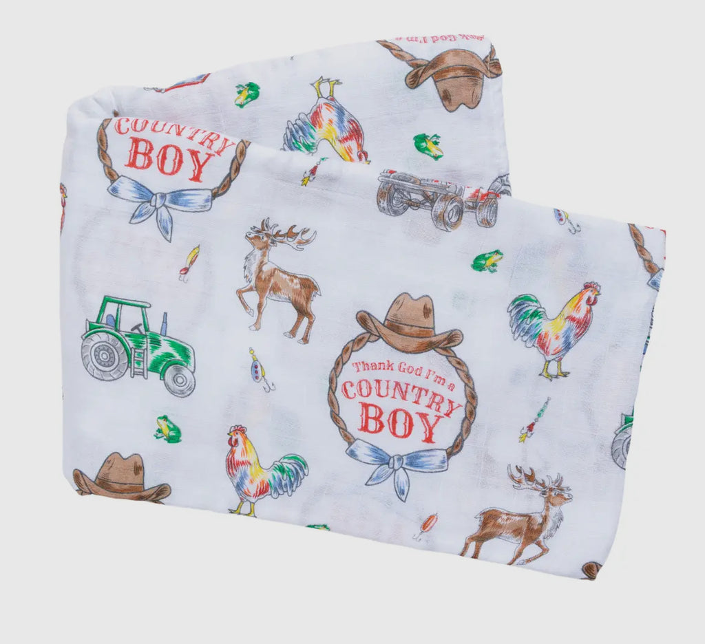 Country boy swaddle receiving blanket