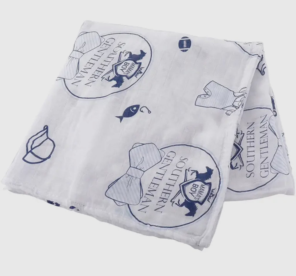 Southern gentleman baby swaddle receiving blanket