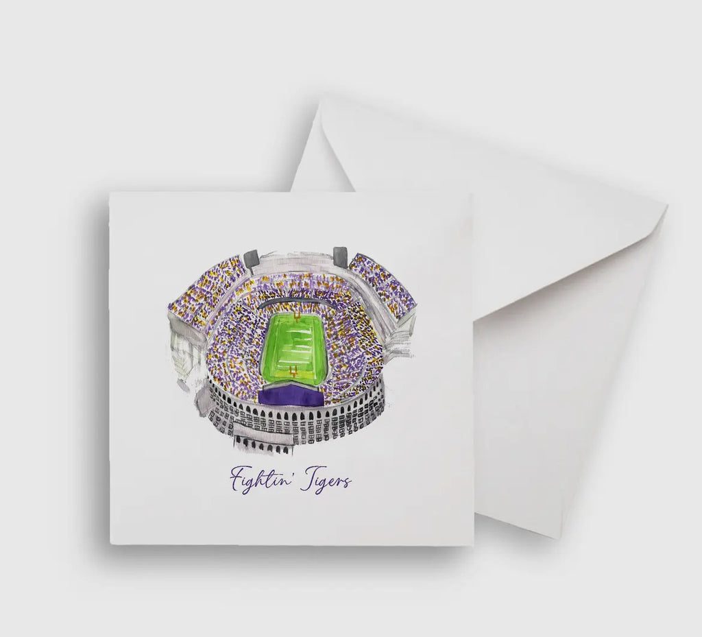 LSU football Fighting Tigers stadium notecard