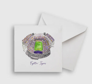 LSU football Fighting Tigers stadium notecard