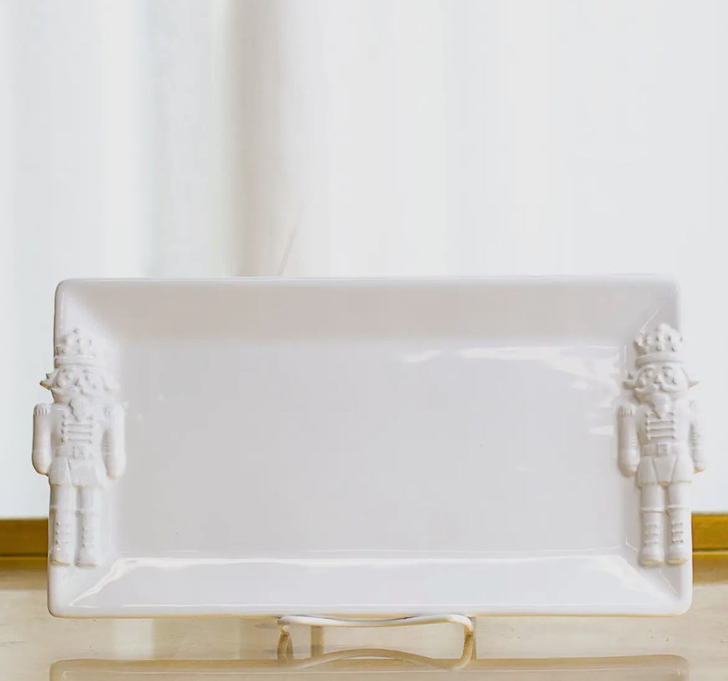 Royal nutcracker embossed platter rectangle white