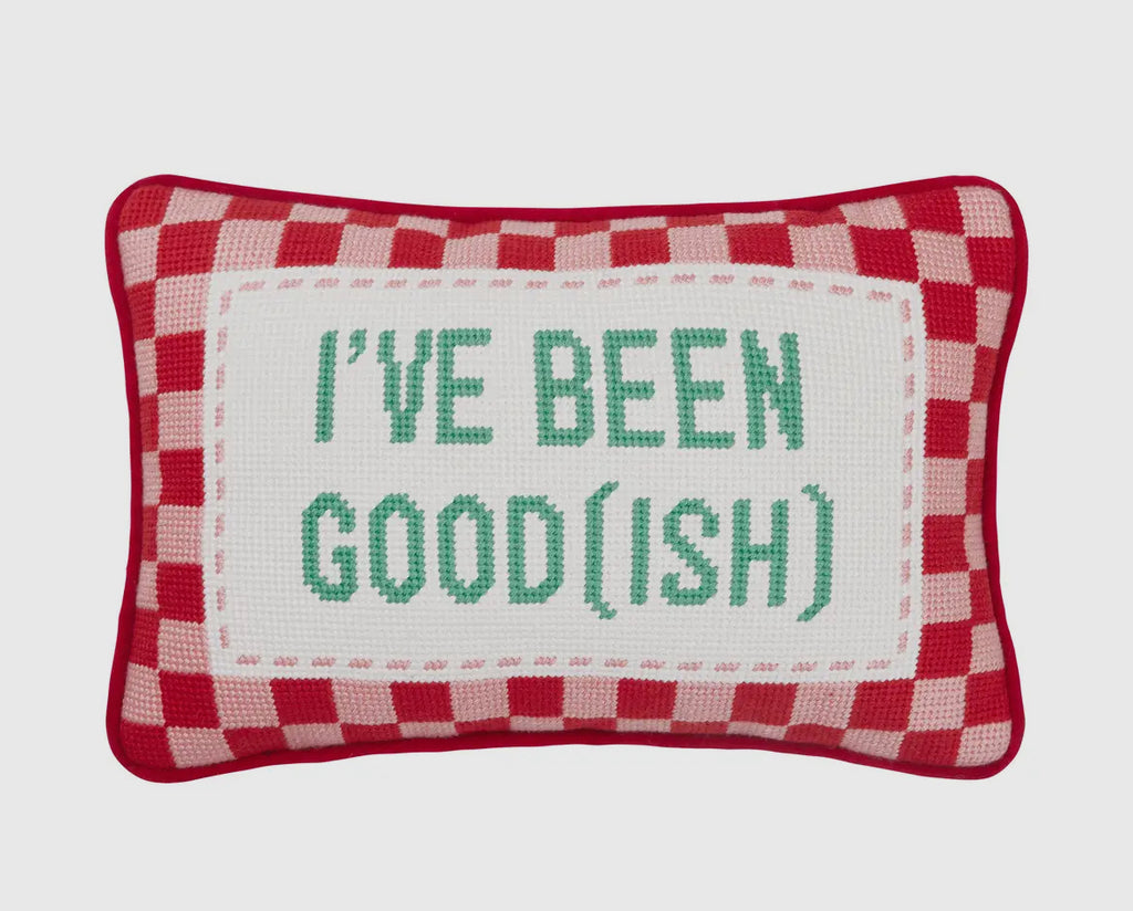 I’ve been good ish needlepoint pillow