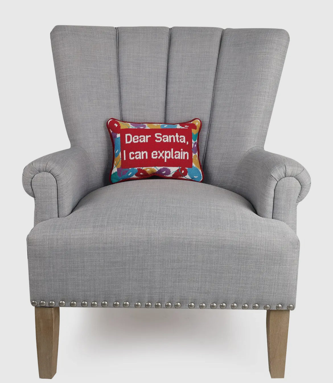 Dear Santa I Can Explain needlepoint pillow