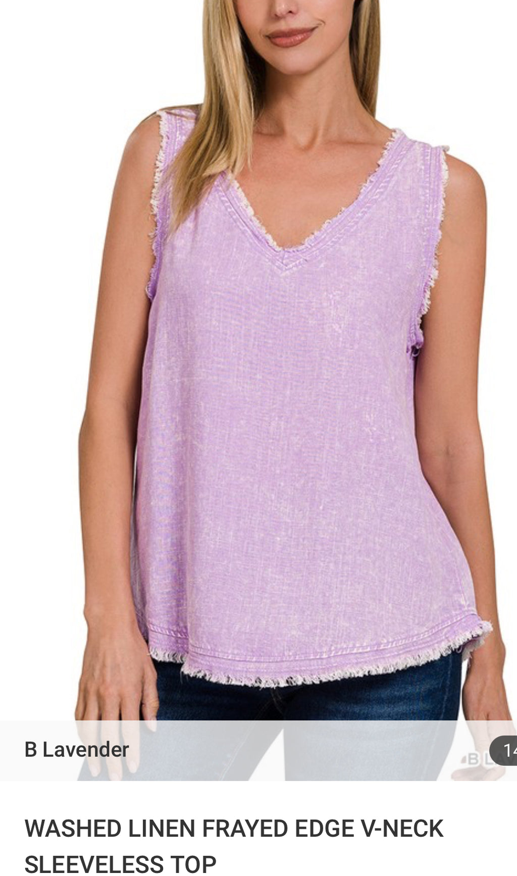 Washed linen frayed top - Kelly green or lavender