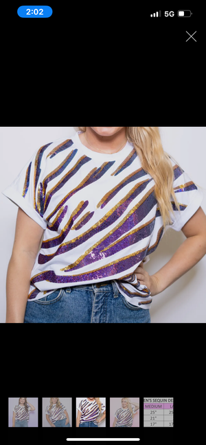 Gameday Purple and gold tiger stripe top
