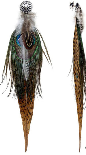 Concho peacock hat pin