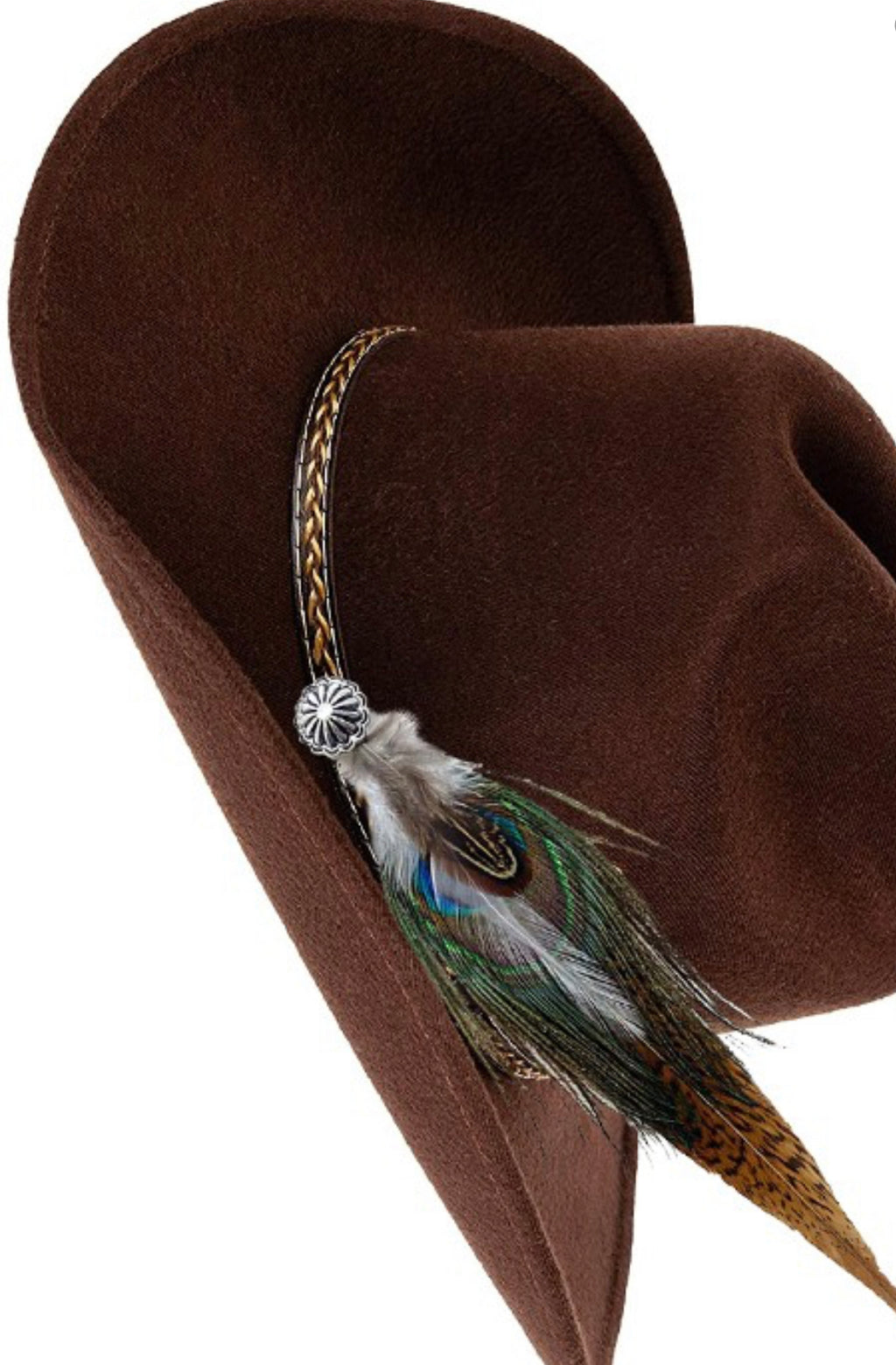 Concho peacock hat pin