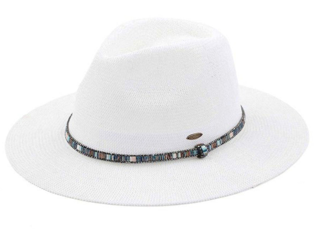 Panama Hat w/ leather & metal band