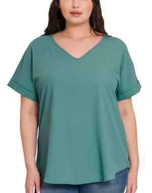 Curvy dusty teal top