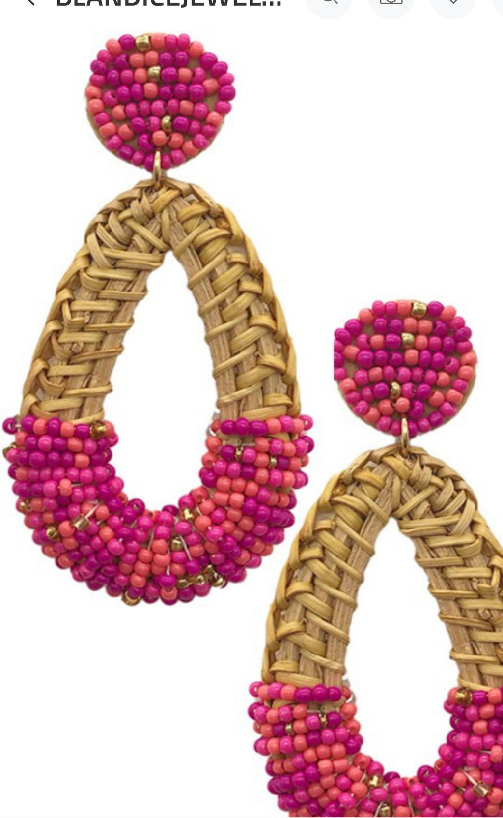 Teardrop braided rattan earrings