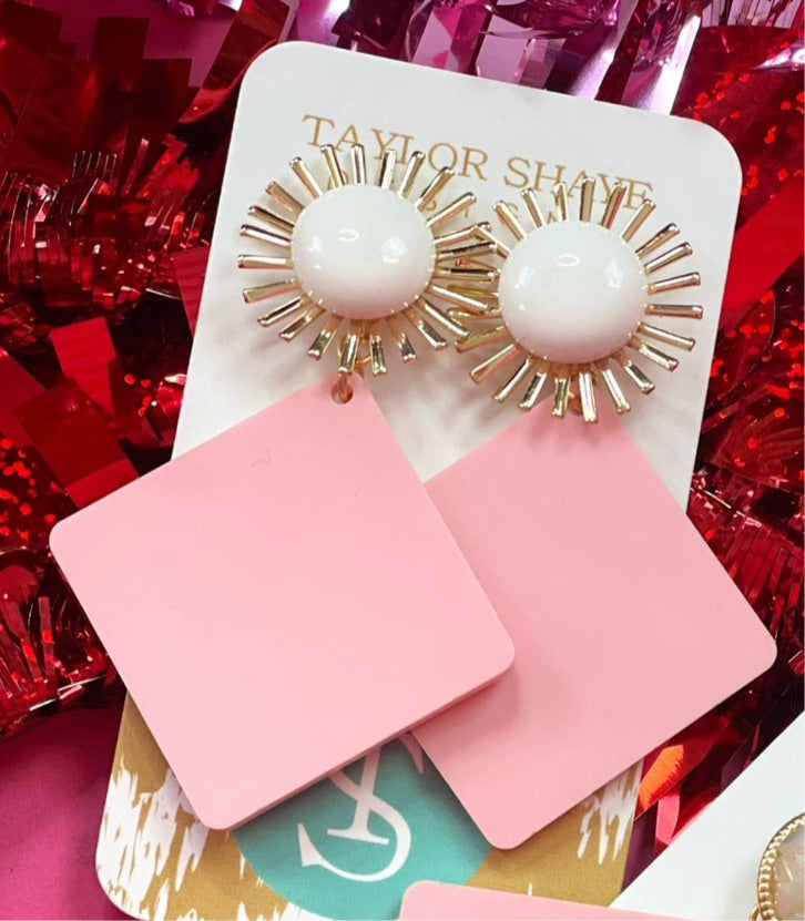 Pink poise sunburst earrings